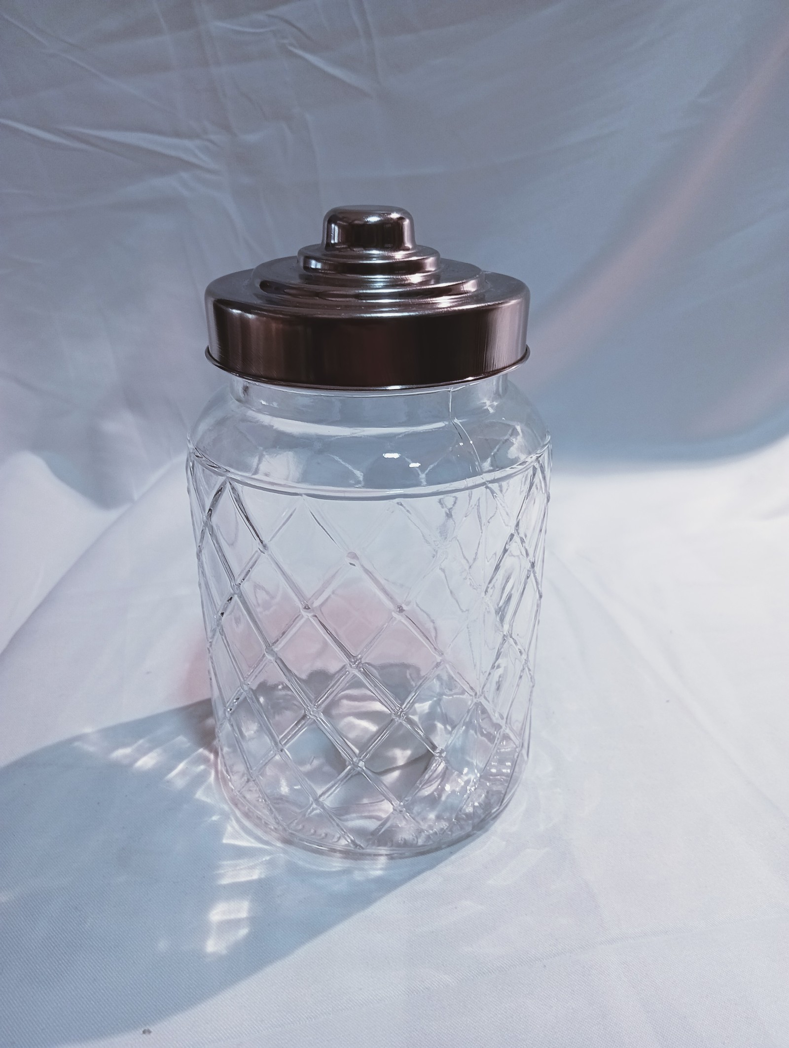 Frasco vidrio tram tapa acero 18cm - OBED Home & Deco San Rafael